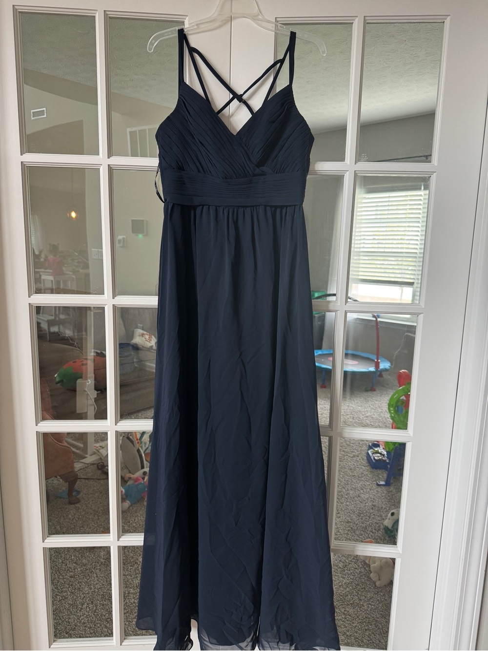 SORELLA VITA Navy Crisscross Strap Chiffon Maxi Dress